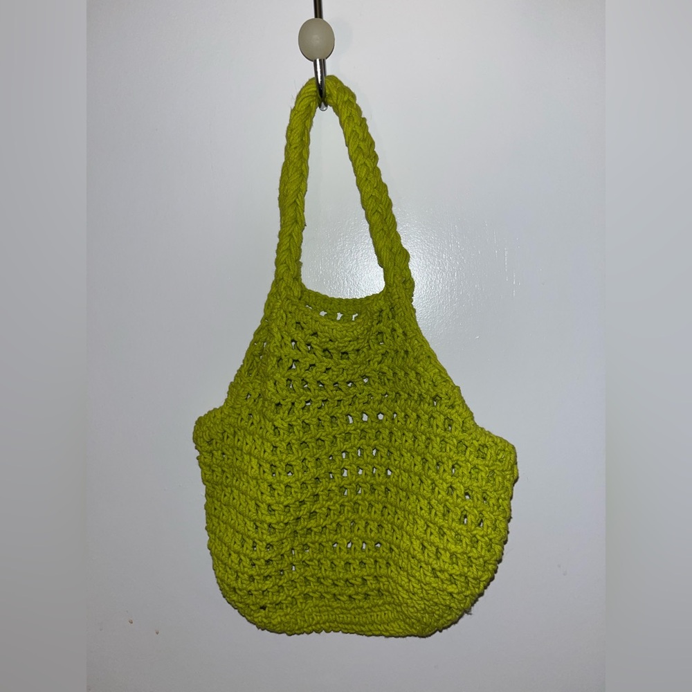 Neon green crochet bag